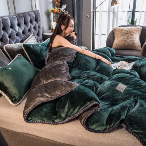 Flannel Quilt Cover Solid Color Duvet Cover Home Textiles Soft Warm Coral Fleece Blanket Thick Quilt cover Throw Mechanical Wash