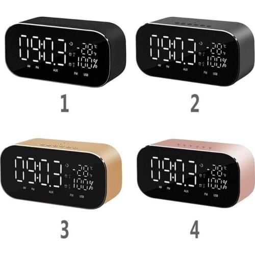 FM Radio TF Alarm Clock Portable Bluetooth Speaker Temperature LCD Display Date Display Home Decor Wireless Stereo Subwoofer