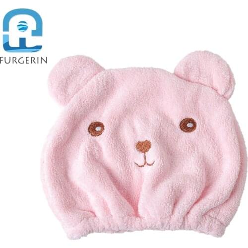 FURGERIN kids shower cap bathing Cap Cartoon Shower Caps for women makeup caps Bath Hat Absorbent hair dry hat Hair Bonnet