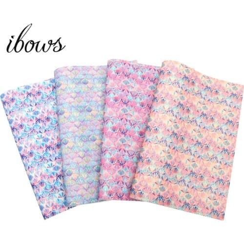 IBOWS accessories 22*30cm fish scales vinyl Faux Artificial Synthetic Leather Fabric DIY Sewing Garment HairBow Bags Shoes Craft