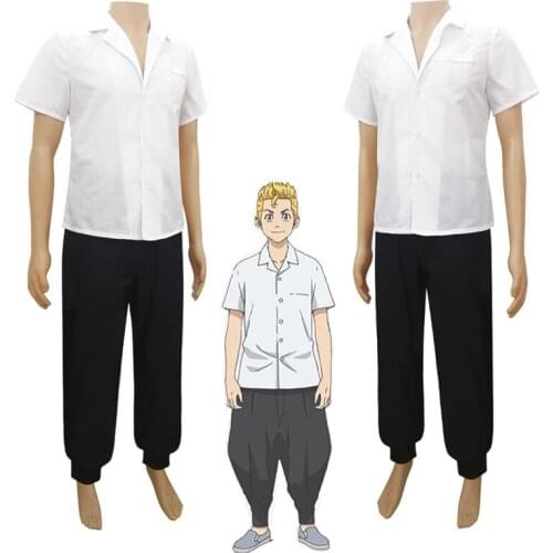 Tokyo Revengers Hanagaki Takemichi Cosplay Costume Anime White Shirt Pants Sets For Women Men Halloween Carnival Party