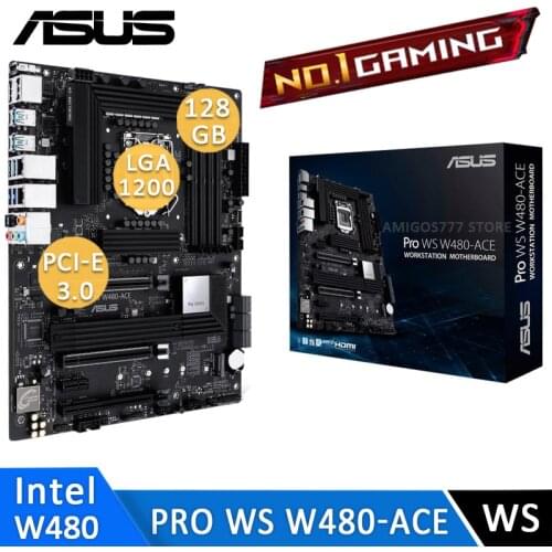 LGA 1200 Asus PRO WS W480-ACE Workstation Motherboard Intel Xeon W ACCE M.2 SSD USB 3.2 Type-C DDR4 W480 Workstation Placa-mãe