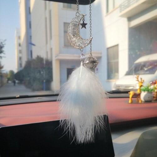 Cute Feather Car Ornaments Stars And Moon Car Pendant Car Rearview Mirror Pendant Birthday Gift Auto Decoraction Accessories