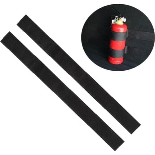 Set Of 4PCS Car Accessories Tail Box Fire Extinguisher Fixing Black Belt Hook&Loop Fastener Storage Strip