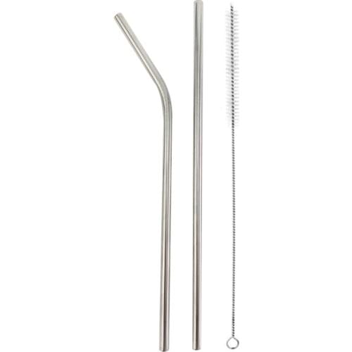 Reusable Drinking Straw Set Straight Bent 304 Stainless Steel High Quality Metal Straw With Cleaner Brush Bar Accessories