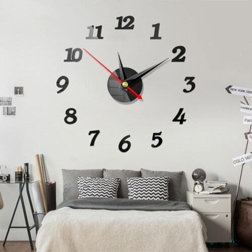 Wall Clock 3D DIY Clock Acrylic Mirror Stickers Home Decoration Living Room Quartz Needle Self Adhesive Hanging Watch
