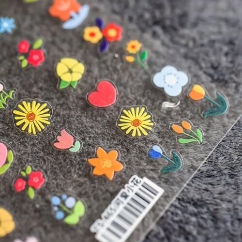 New Craft Lovely Flower 3D Nail Sticker Decals Ultra-thin Transparent Nail Art Decoration Sticker Free Shipping