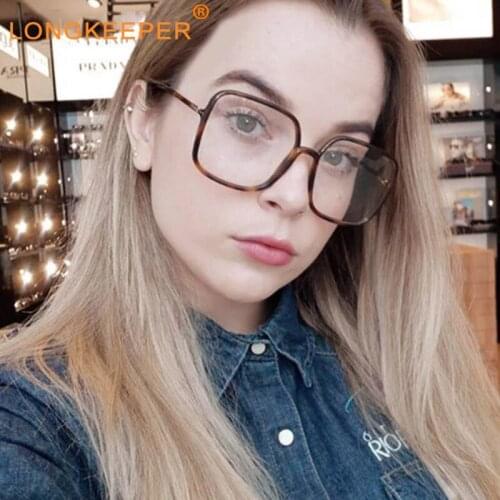 LongKeeper Anti-blue Light Glasses Women Classic Fashion Oversized Square Computer Gaming Eyeglasses Men Oculos