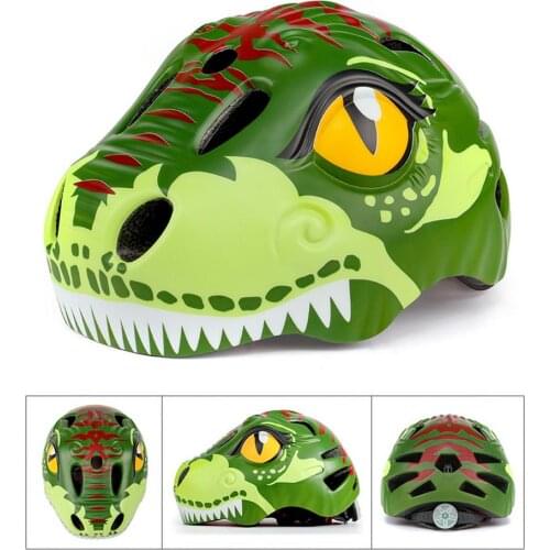 3-8 Years Bicycle Childrens Helmets Dinosaur Safety Cycling MTB Road Bike Ultralight Helmet Riding Integrally Molded Ski Helmet