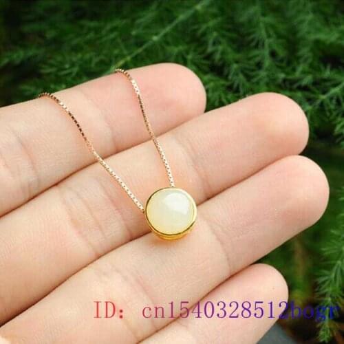 White Jade Pendant Charm Chinese Zircon 925 Silver Crystal Necklace Amulet Women Gifts Fashion Jewelry Natural Chalcedony