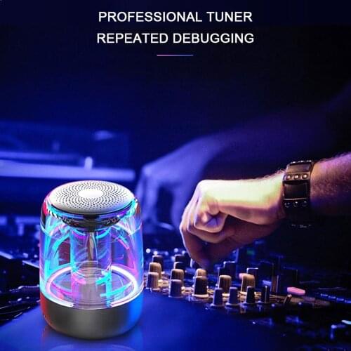 Gosear Portable Mini Bluetooth-compatible Crystal Stereo Sound Speaker with Led Lights Compatible with Mobile Phones Laptop