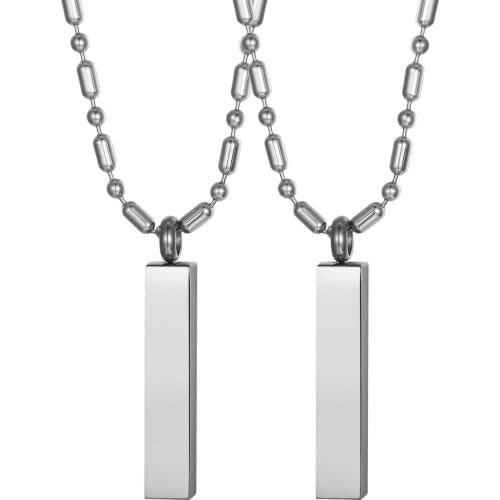 BONISKISS Simple Square Stainless Steel Souple Pendant Necklace For Men Women Couples Jewelry Silver Color Best Gifts For Lover