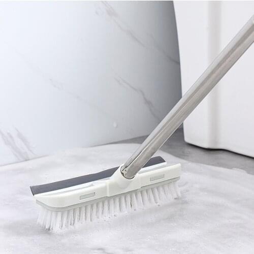 Adjustable Floor Brush Home Long Handle Scrub Brush With Stiff Stainless Metal Scrubber Carpet Ceramic Tile Cleaning Bristles