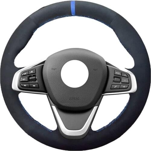DIY Hand-stitched Black Alcantara Material Suede Leather Car Steering Wheel Cover for BMW F45 F46 X1 F48 X2 F39