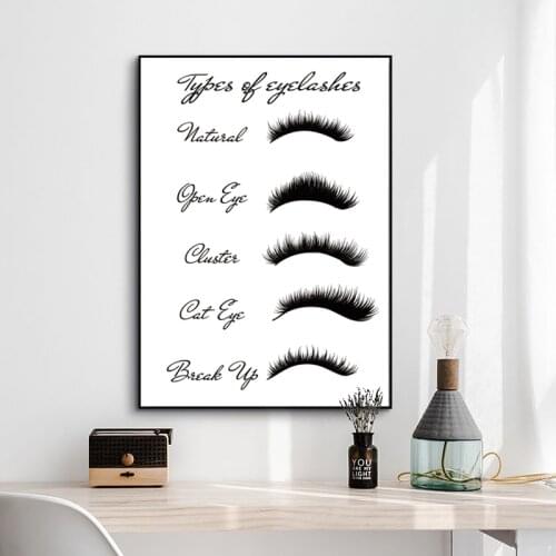 Modern Fashion Makeup Wall Art Canvas Painting Picture Girls Room Decor Eyelash Types Prints Womans Lashes Expansion Poster