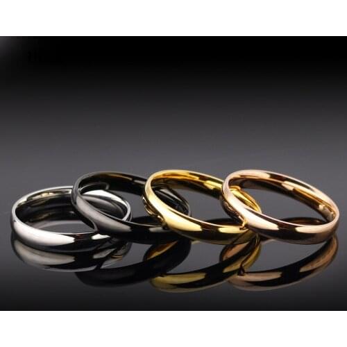 Uelf 4mm 6MM Black Gold Rose Silver Titanium rings for men women finger wholesale drop ship