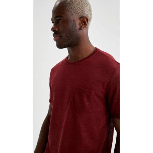 DeFacto Spring Man Tops & Tees Regular Fit One-Pocket T-Shirt Streetwear Mens Male Fashion-N6061AZ21SP