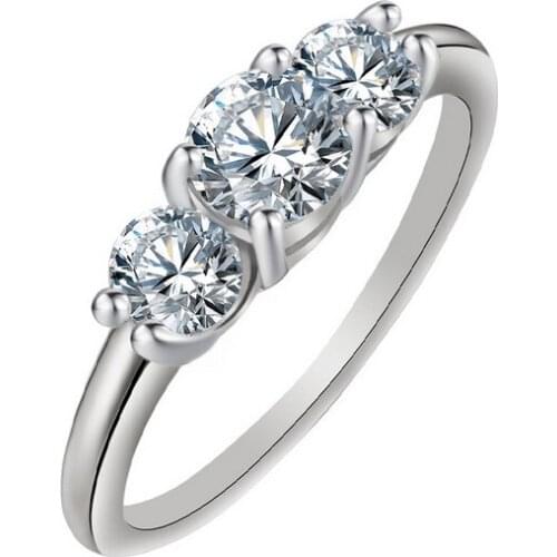 Jewelry Three Zircon rings womens wholesale crystal Topaz ruby sapphire silver ring