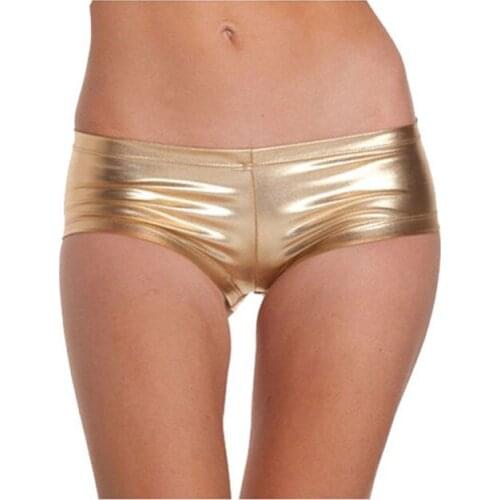 New Hot Sale Ladies Shiny SEXY WET LOOK Mini Short Stretchy Hot Pants Tutu Metallic Women Panties Shorts