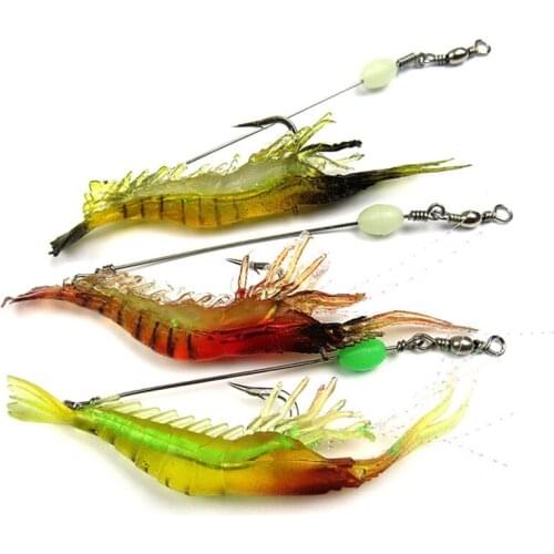 10PCS Shrimp Hook Soft Lures Saltwater Fishing Tackle Rigged Fishing Hooks 6g 9.5cm