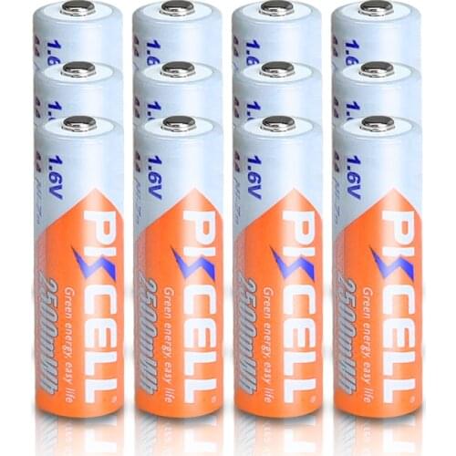12PCS PKCELL Ni-Zn 2500mWh battery 1.6V AA Rechargeable Batteries For digital camera,CD,Game machine,toy