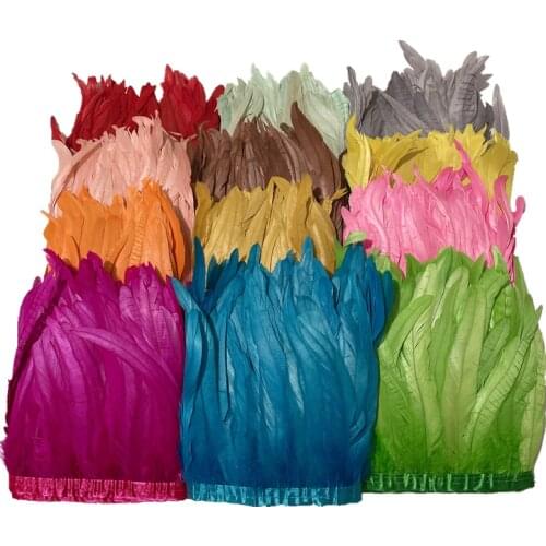 2Meters Colored Rooster Tail Feather Trim Ribbon Tape Black Pheasant Feathers for Crafts Carnival Party Decoration Decorative