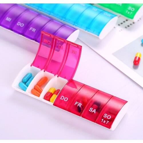 2020 NEW Portable 7 Days Weekly Pill Organizer Tablet Pill Storage Box Plastic Medicine Box Splitters Health Care Tool