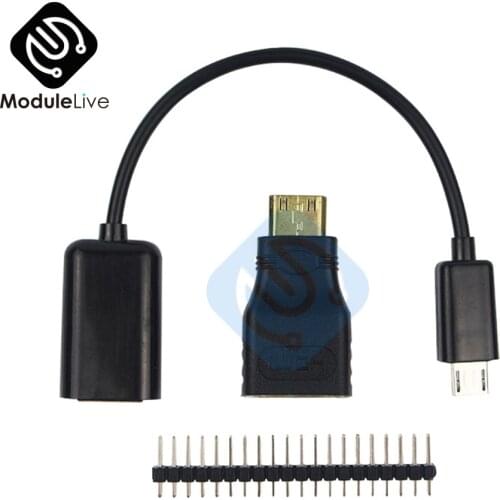 3 in 1 Mini HDMI to HDMI Adapter +GPIO Header+Micro USB For Raspberry Pi Zero Kit