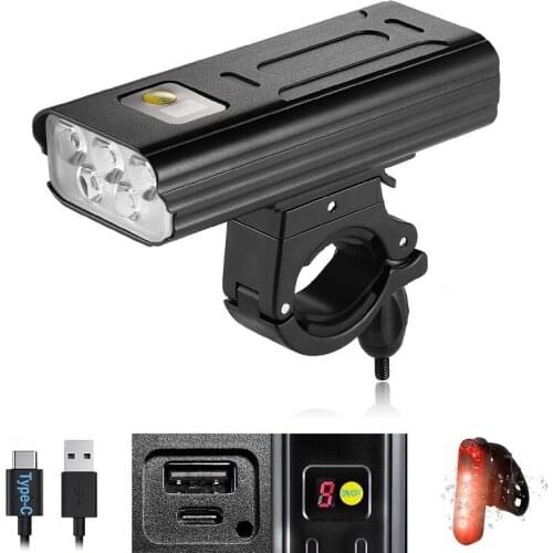 5T6 5200mAh front Light Bicycle lighting USB Rechargeable Waterproof Flashlight for bike light Led Cycling MTB Road Headlight