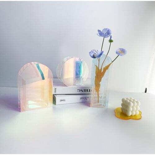Rainbow Color Acrylic Vases Floral Container Decorative Shop Design Wedding Party Home Office Decoration ваза для цветов