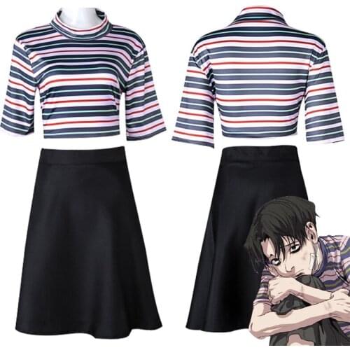 Anime Cosplay Killing Stalking Yoonbum Yoon Bum Costume Halloween Carniva Women Girls T-Shirt+Skirt Wig Role-playing C45K239