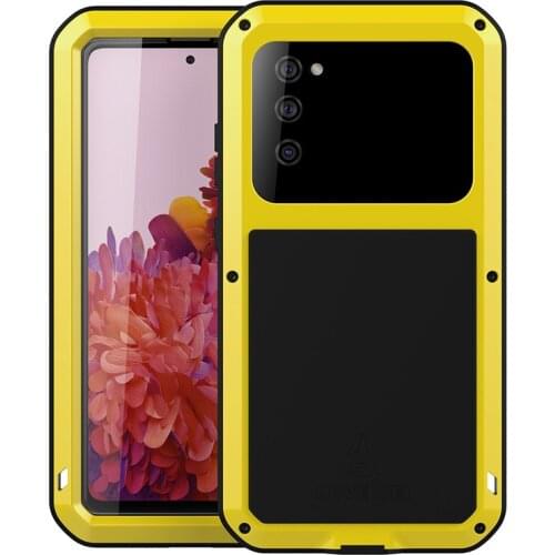 For Galaxy S20 FE S21 S21Plus S21Ultra Case Lovemei Aluminum Metal + Gorilla Glass Shock Drop Heavy Duty Protection Doom Armor