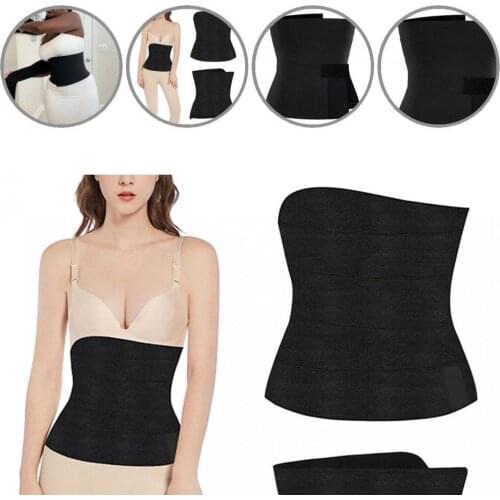 Black Simple Men Women Corset Shapewear Nylon Bandage Wrap Breathable for Fitness