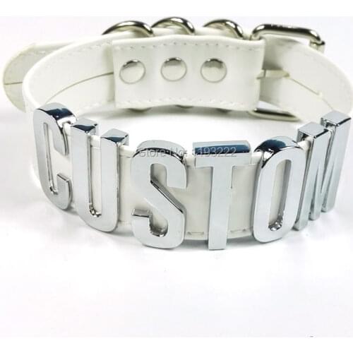 Letter Choker 100% Handmade Name Collar 35MM Tall Silver Letter Wide Choker Word Necklace