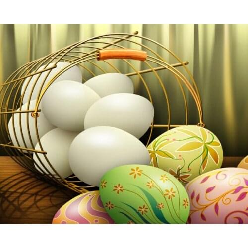 D742 Free shipping DIY painting graffiti children wooden play toys simulation eggs at Easter Eggs+egg tray 5set/LOT