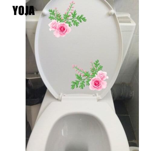YOJA 15.4*15CM 2PS Beautiful Flower Toilet Seat Stickers Modern Art Home Wall Decals T1-0369