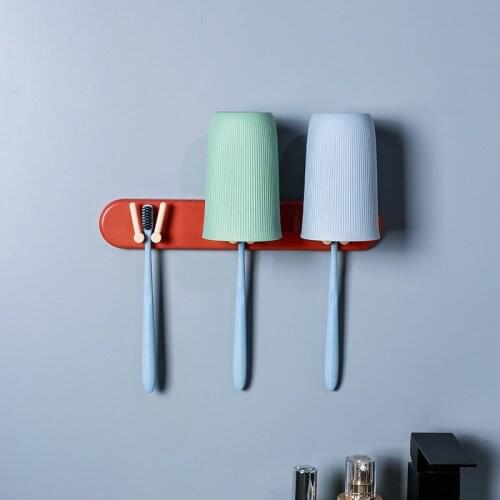 Toothbrush holder, cup rack, wall-mounted, bathroom bathroom, punch-free toothbrush storage rack