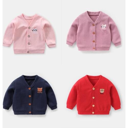 Childrens Clothing Infants V-neck Sweaters Baby Boys Girls Spring Autumn Long-sleeved Solid Coats Baby Knitted Cardigans Jacket