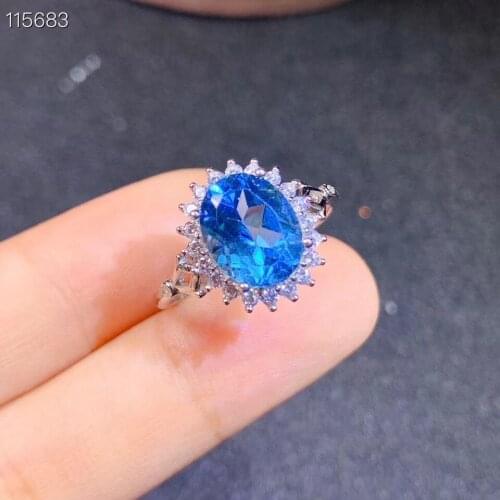 100% Real and Natural Topaz Ring Gemstone Wedding Engagement Rings for Women Fine Jewelry Gift Wholesale