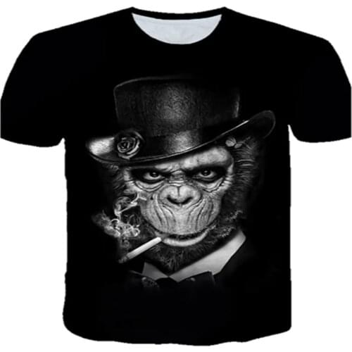 Summer cool 3D orangutan pattern mens summer casual cool short-sleeved t-shirt 2021 summer new style casual mens streetwear co