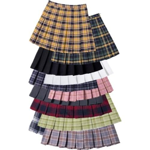 Summer Skirt High Waist Women Pleated Skirts Fashion Slim Waist Women Sweet Girls Dance Skirt Plaid Casual Ladies Short Skirts