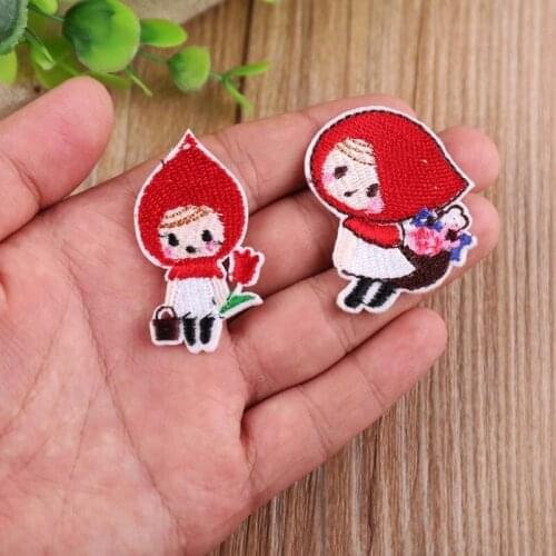 Little Red Riding Hood girl Embroidery Patches Iron On for Clothing Sticker Girl Decorative apparel for children Accessories