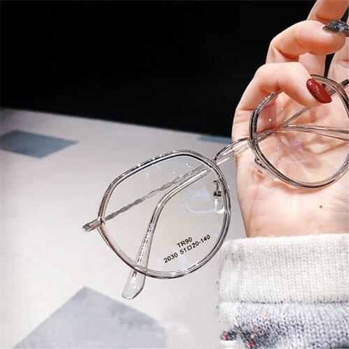 Women Men Fashion Round Myopia Glasses Oversized Eyeglasses Frames Students Metal Clear Glasses Work glasses safety