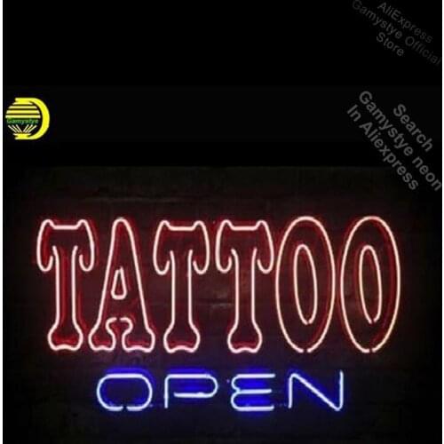 Business Custom NEON SIGN board For Tattoo Open Real GlassTube Handcrafted Restaurant Light Signs Pet Shop Sign Neon Decoration