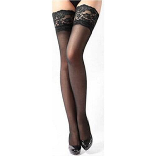 Newest Trendy Women Girls Sexy Solid Sheer Lace Silk Fashion Stocking Top Stay Up Thigh High Hold-ups Stockings Hot Sale