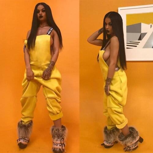 2021 Summer New Style Womens Clothing Street Fashion Casual Yellow Stitching Sexy Suspenders