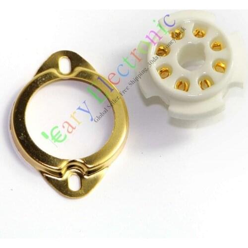 Wholesale and retail 4pc 8pin Gold Ceramic vacuum tube sockets valve Fr EL34 6CA7 6550 KT88 6SN7 6L6 free shipping