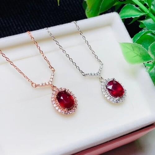 Natural red ruby gemstone necklace for women silver jewelry genuine natural gem fine jewelry birthday party gift free shipping