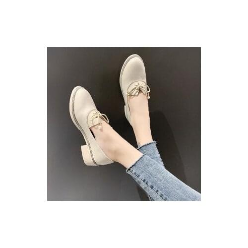 Popular womens summer 2021 new summer shallow shoe single female thick heel Korean version of the fairy small shoes