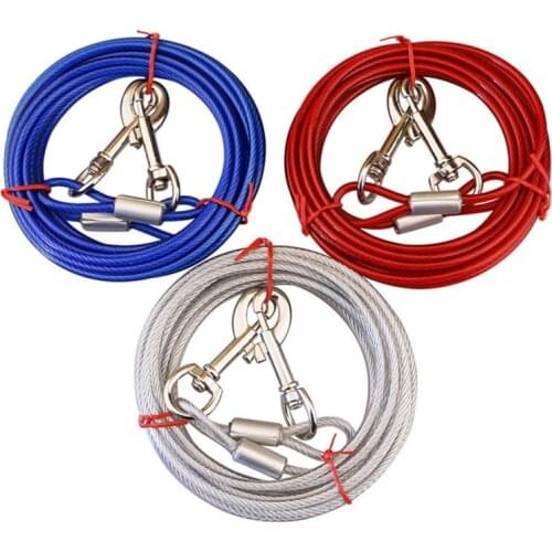 2021 New 3M/5M/10M Steel Wire Pet Leashes For Two Dogs 3 Colors Anti-Bite Tie Out Cable Outdoor Lead Belt Dog Double Leash